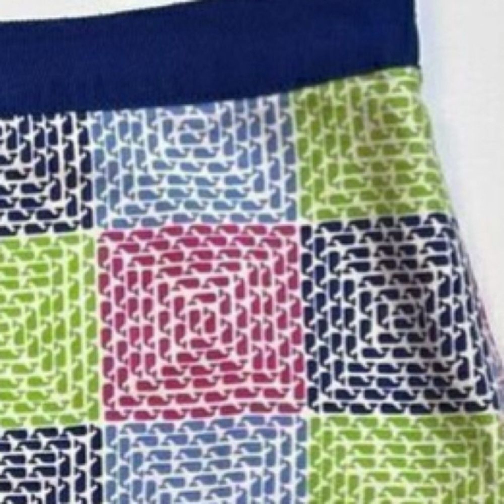Vineyard Vines Whale Aurora Faux Patchwork Lined Cotton Skirt RibbonTrim Size 4
